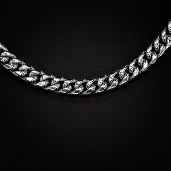 10mm Miami Cuban Necklace in White Gold