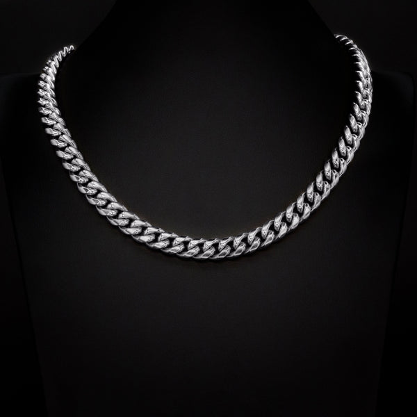 10mm Miami Cuban Necklace in White Gold