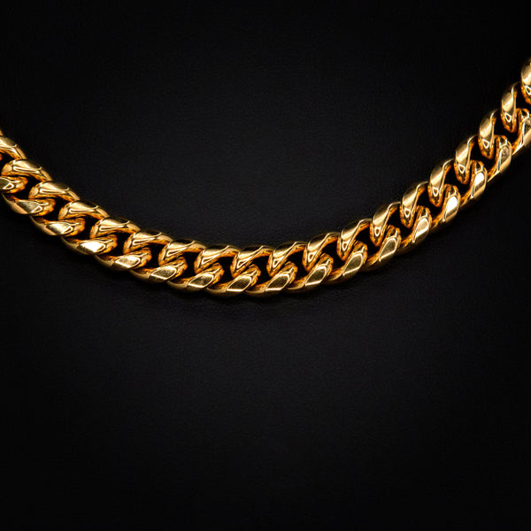 10mm Miami Cuban Necklace in Yellow Gold