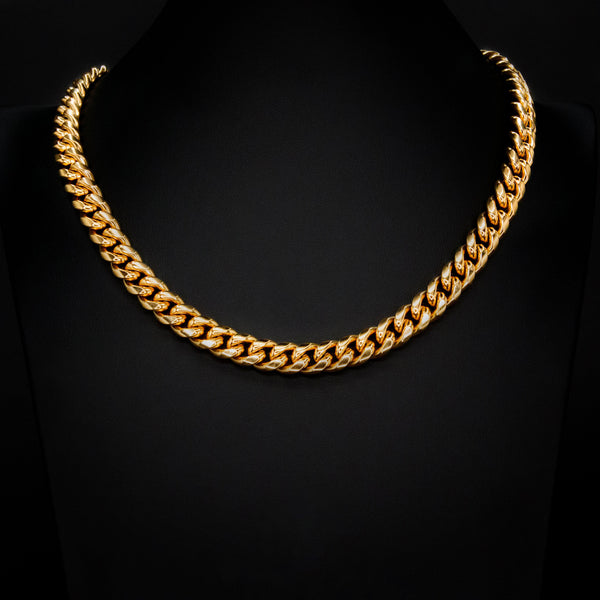 10mm Miami Cuban Necklace in Yellow Gold