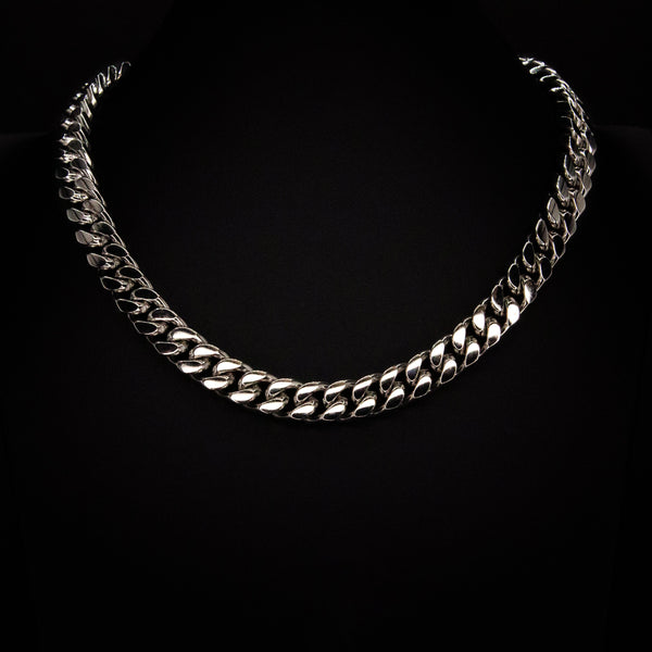 12mm Miami Cuban Necklace in White Gold