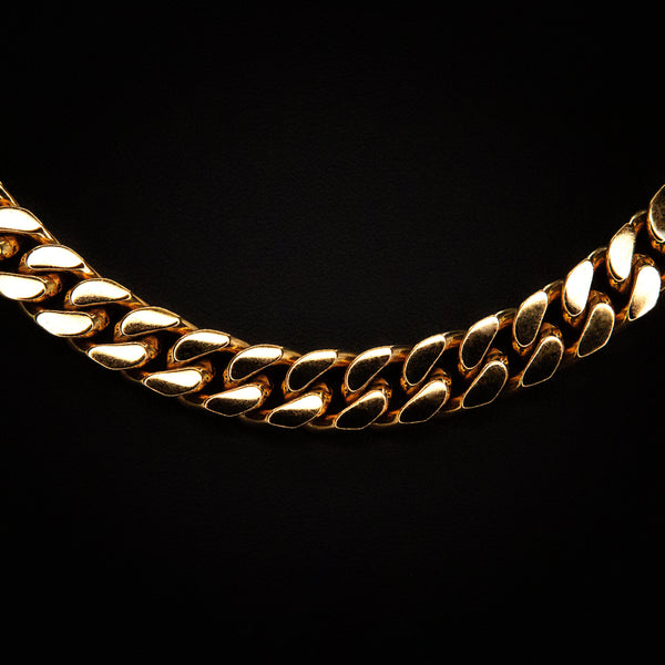 12mm Miami Cuban Necklace in Yellow Gold