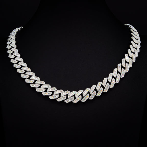 14mm Baguette Cuban Link Necklace