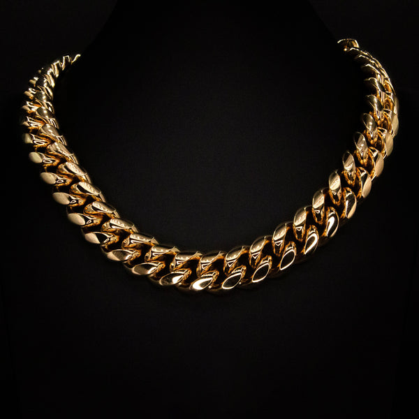 18mm Cuban Necklace in Yellow Gold - 24"