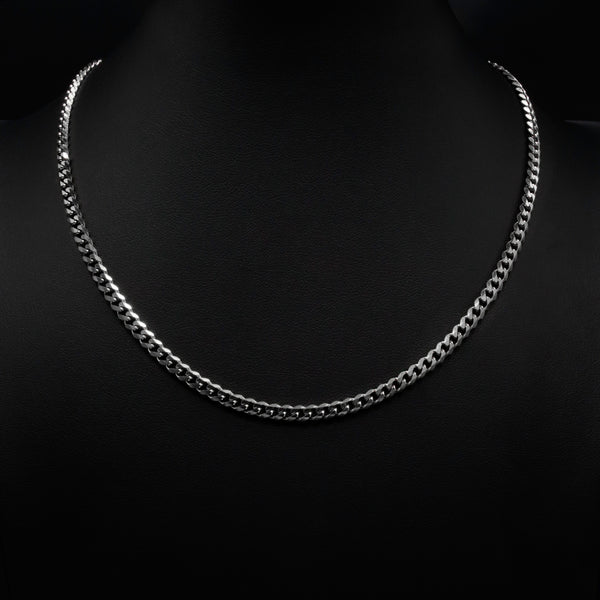 4mm Miami Cuban Necklace in White Gold