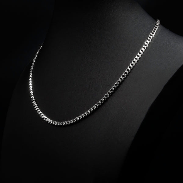 4mm Miami Cuban Necklace in White Gold