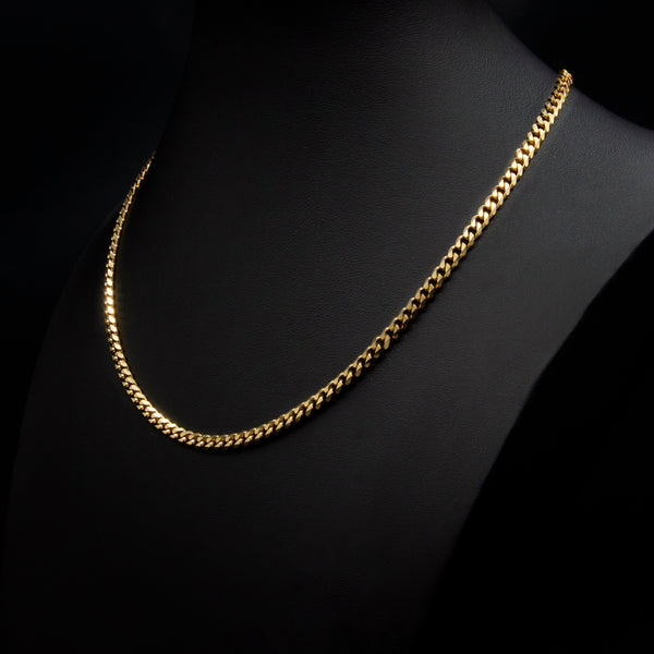 4mm Miami Cuban Necklace in Yellow Gold