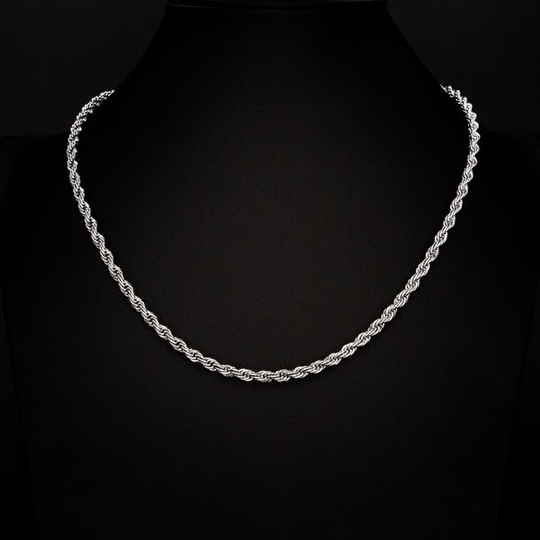 4mm Rope Chain in White Gold