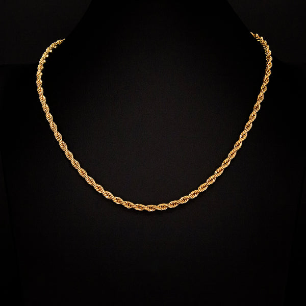 4mm Rope Chain in Yellow Gold