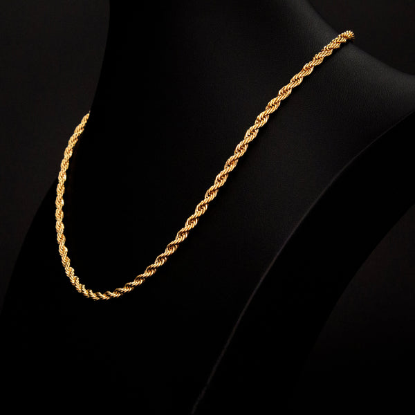 4mm Rope Chain in Yellow Gold