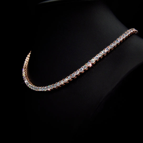 VVS 4mm Tennis Necklace in Rose Gold