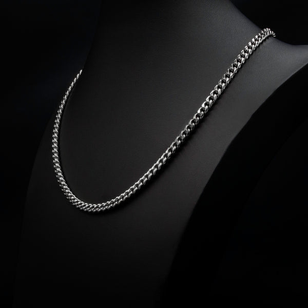 6mm Miami Cuban Necklace in White Gold