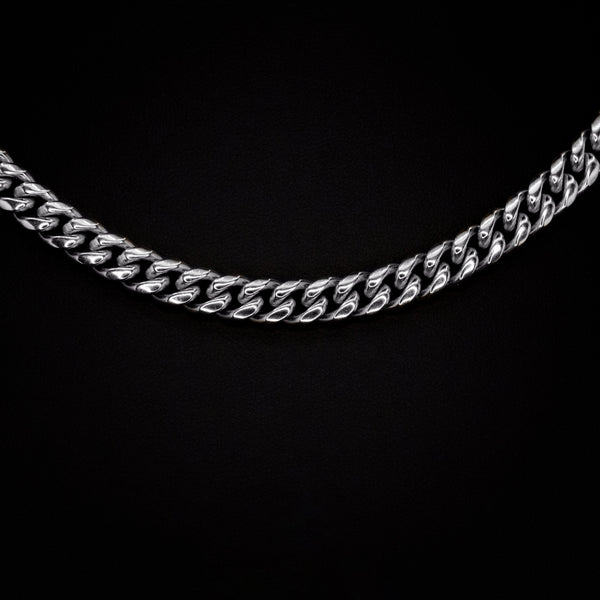 8mm Miami Cuban Necklace in White Gold