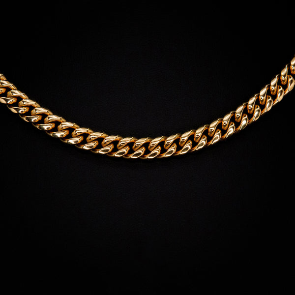 8mm Miami Cuban Necklace in Yellow Gold