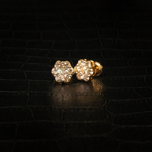 Diamond Flower Set Earrings in 10k Yellow Gold