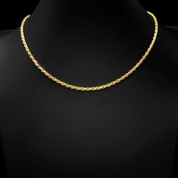 3mm Rope Chain in 925 Gold