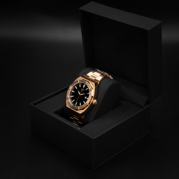 Rose Gold w/ Black Dial Timepiece