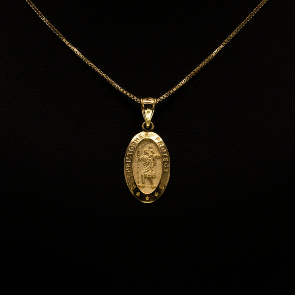 Saint Christopher Oval Shape 10k Solid Gold