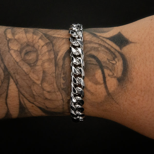 10mm Cuban Bracelet in White Gold