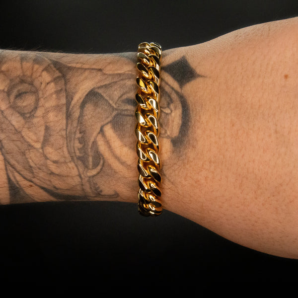 10mm Cuban Bracelet in Yellow Gold