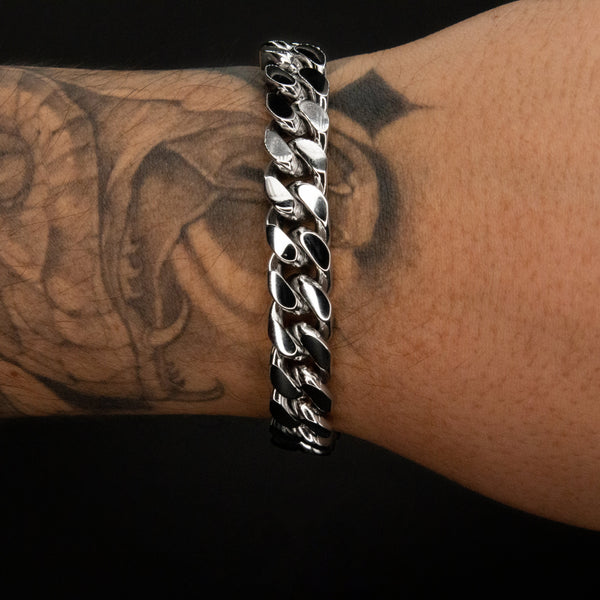 12mm Cuban Bracelet in White Gold