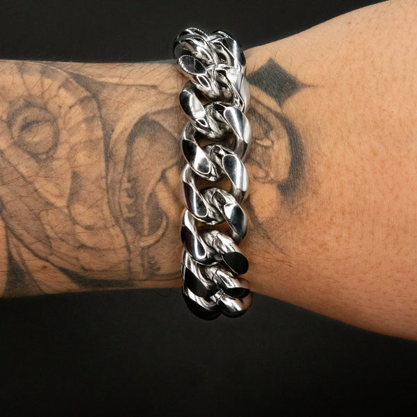 18mm Cuban Bracelet in White Gold - 8"