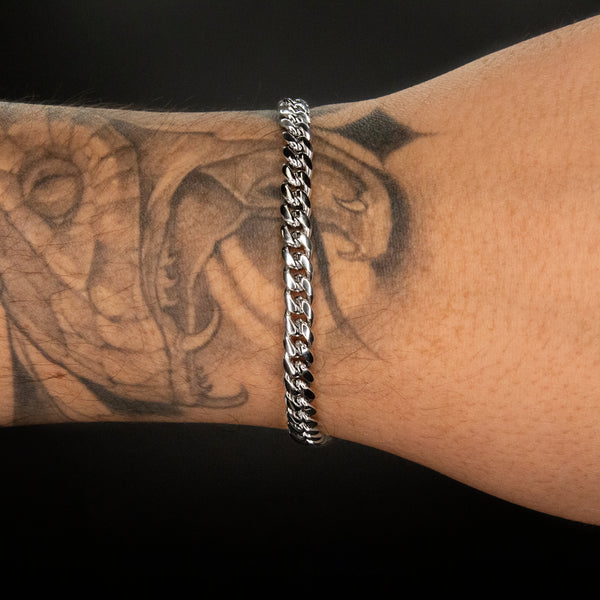 6mm Cuban Bracelet in White Gold