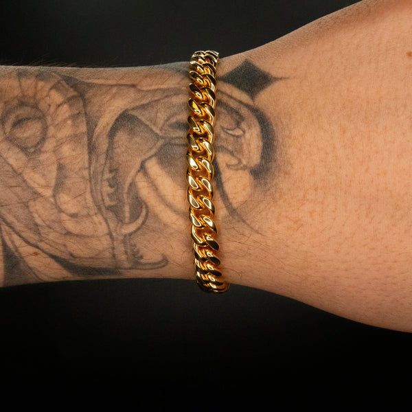 8mm Cuban Bracelet in Yellow Gold