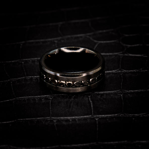 Men's Round Cut Ring Band in Black Rhodium