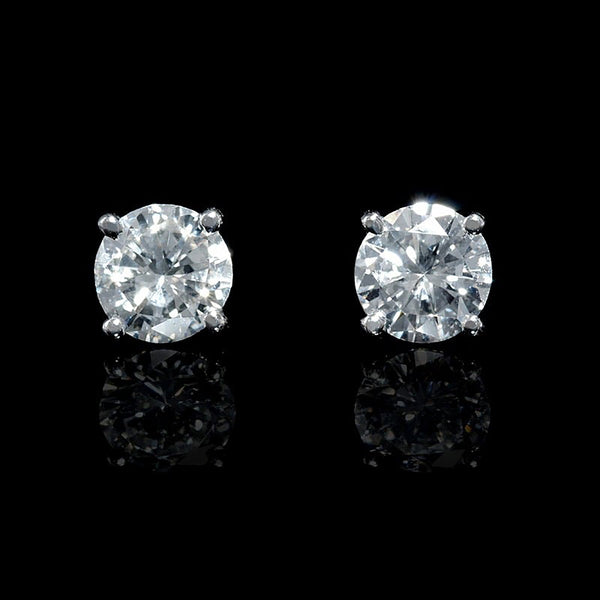 Sterling Silver Round Cut Solitaire Studded Earrings