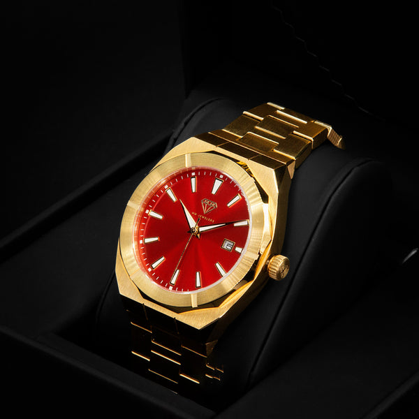 Gold w/ Red Dial Timepiece