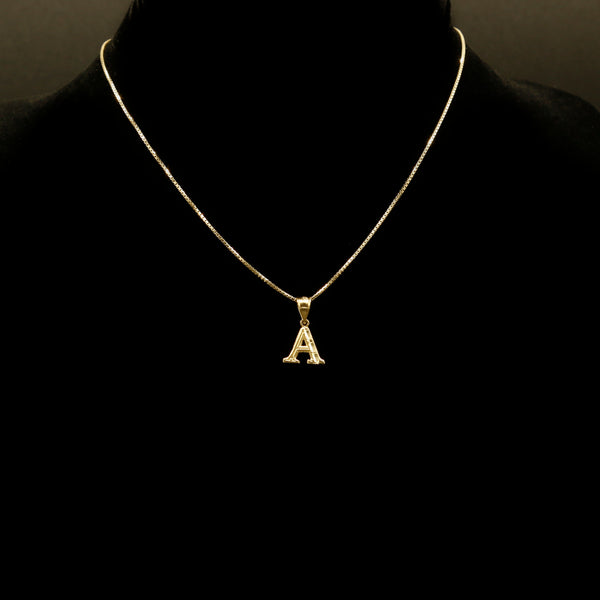 Letter Pendant & Box Chain in 10k Gold A-Z