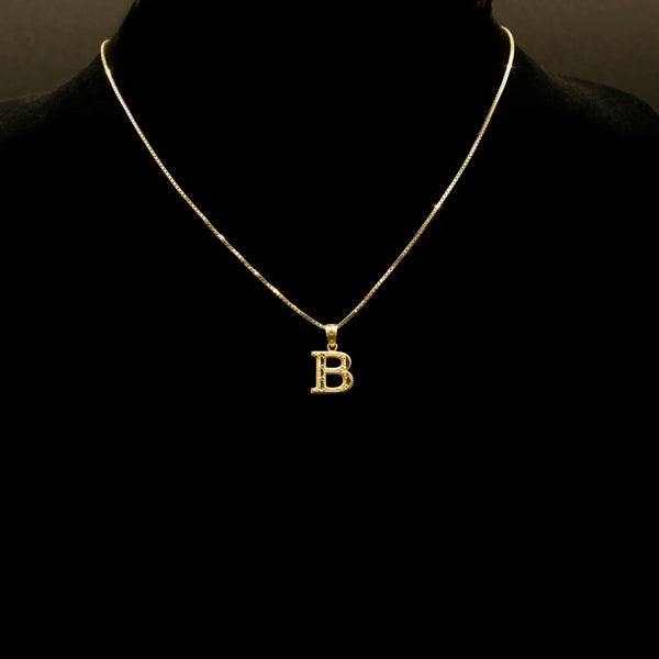 Letter Pendant & Box Chain in 10k Gold A-Z